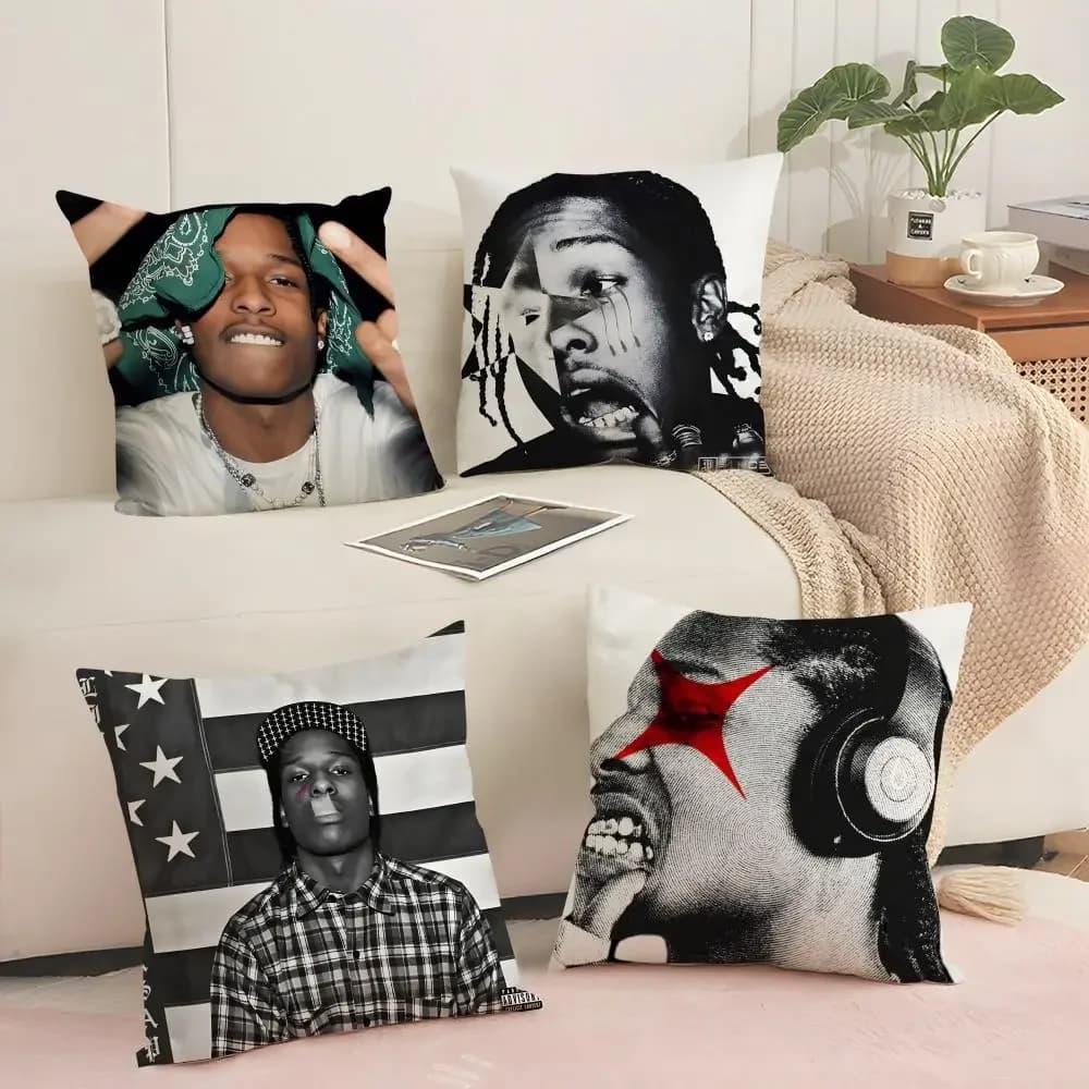 Rapper A-ASAP Rocky Cushion Cover Silky Short Plush Invisible Zipper Dustproof Sofa Pillow Case for Home Decor