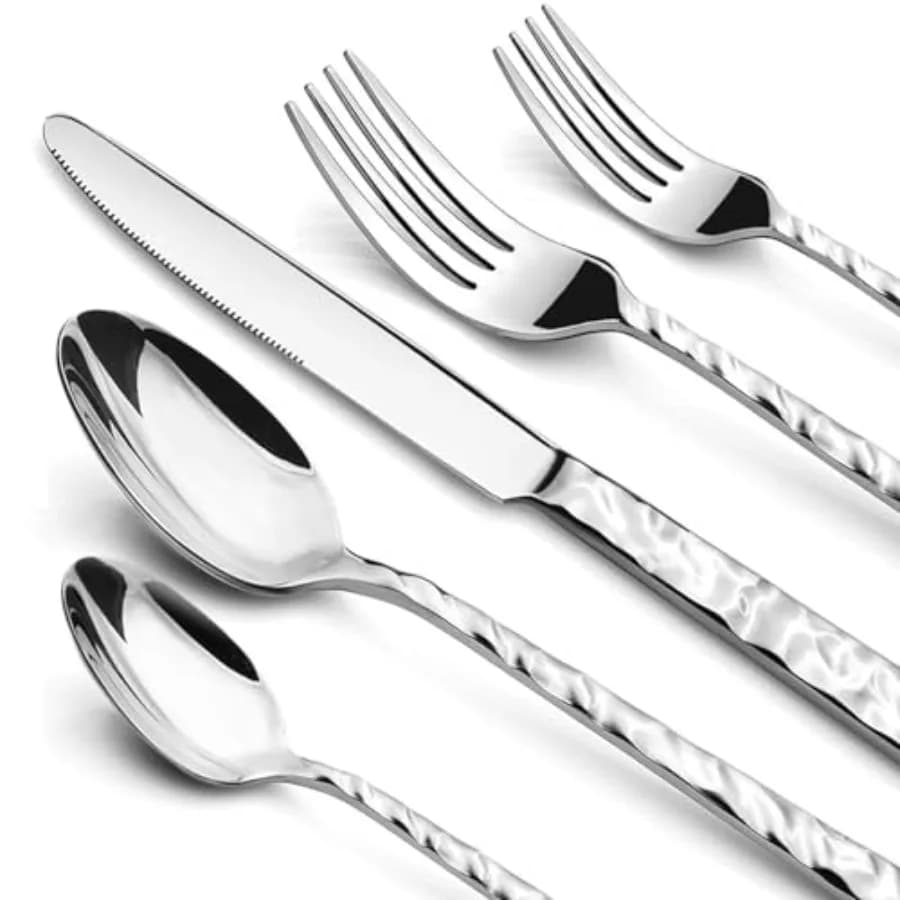 60-piece cutlery set for 12 people, stainless steel for food, includes spoons, forks, knives, robust kitchen set and dining room.