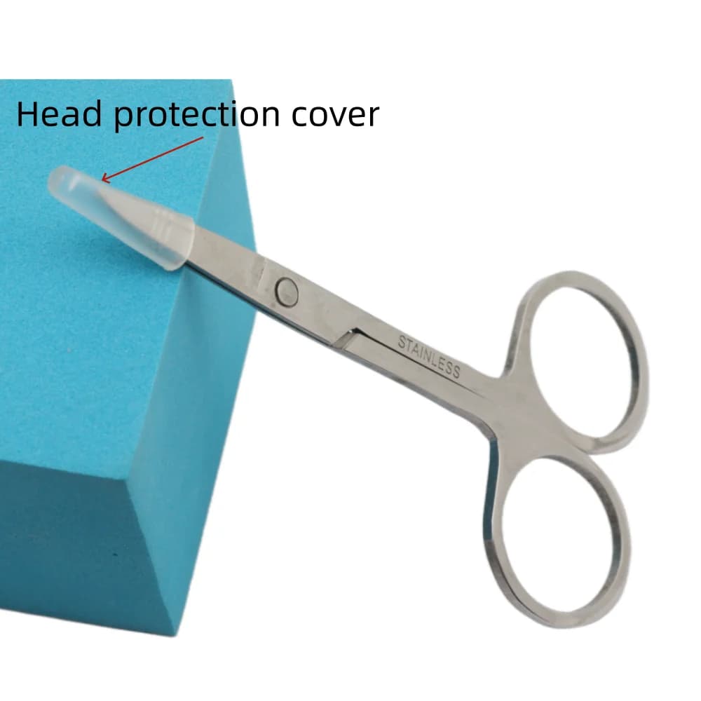 1Pcs Stainless Steel Nail Scissors for Cuticle Manicure Pedicure Dead Skin Trimmer with Safety Cap for Eyebrow Nose Hair Cutting