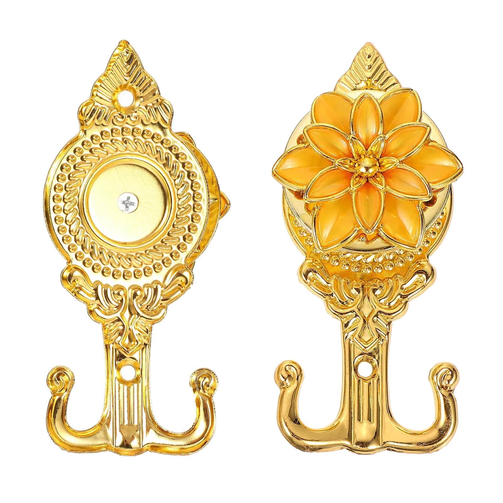2 Pieces Hooks for Curtains European Style Lotus Design, Decorative Wall Clips for Curtains, Dresses, Hats, Bags, Towels