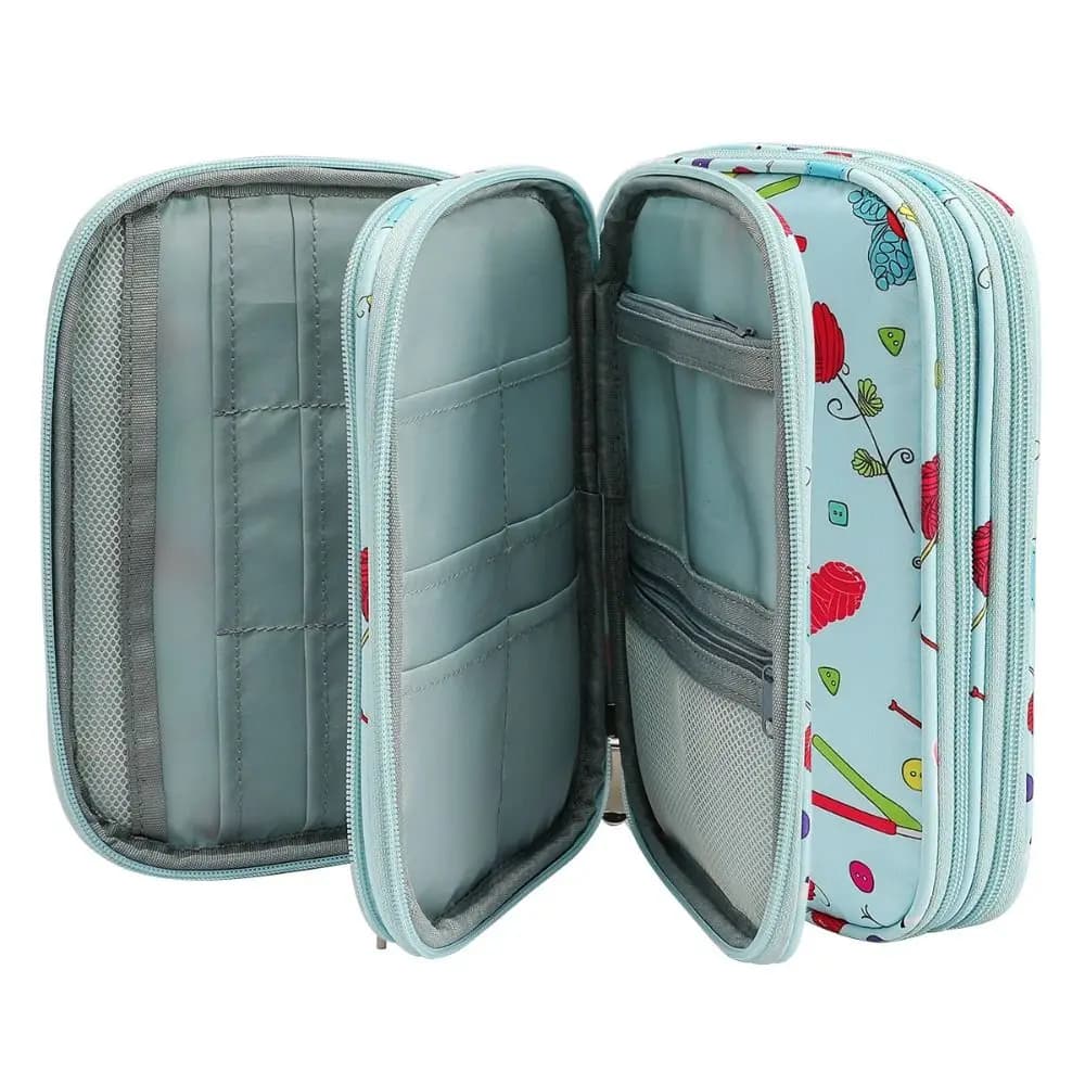 Portable Knitting Needles Case Oxford Fabric Colorful Crochet Needle Bag Durable Double Sided Crochet Hooks Storage Bag