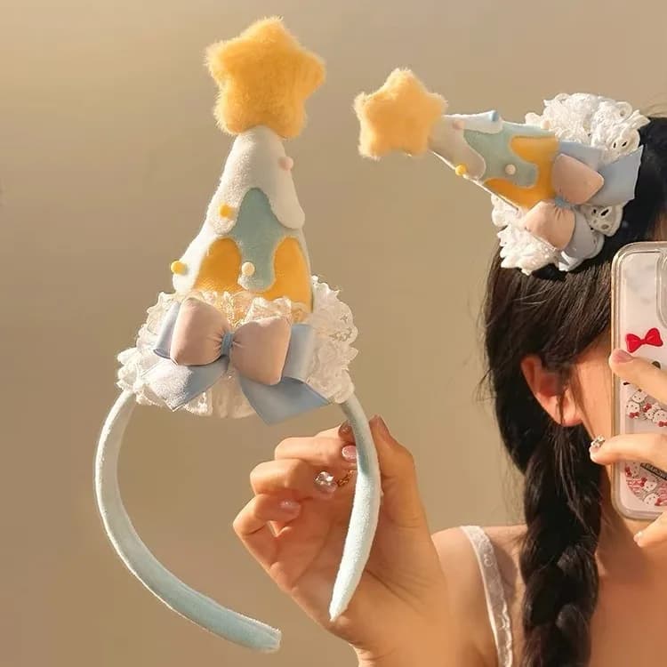 Accessori per Capelli per Feste e Foto, Stile Carino e Festivo, con Cuore da Ragazza, Stella Gialla, Cappello di Compleanno, Cerchietto e Fermaglio a Torta