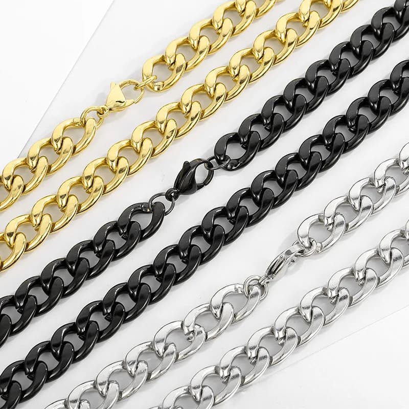 HNSP 316L Stainless Steel Cuban Link Chain Necklace For Men Fashion Accessory Jewelry Neck Choker Chains