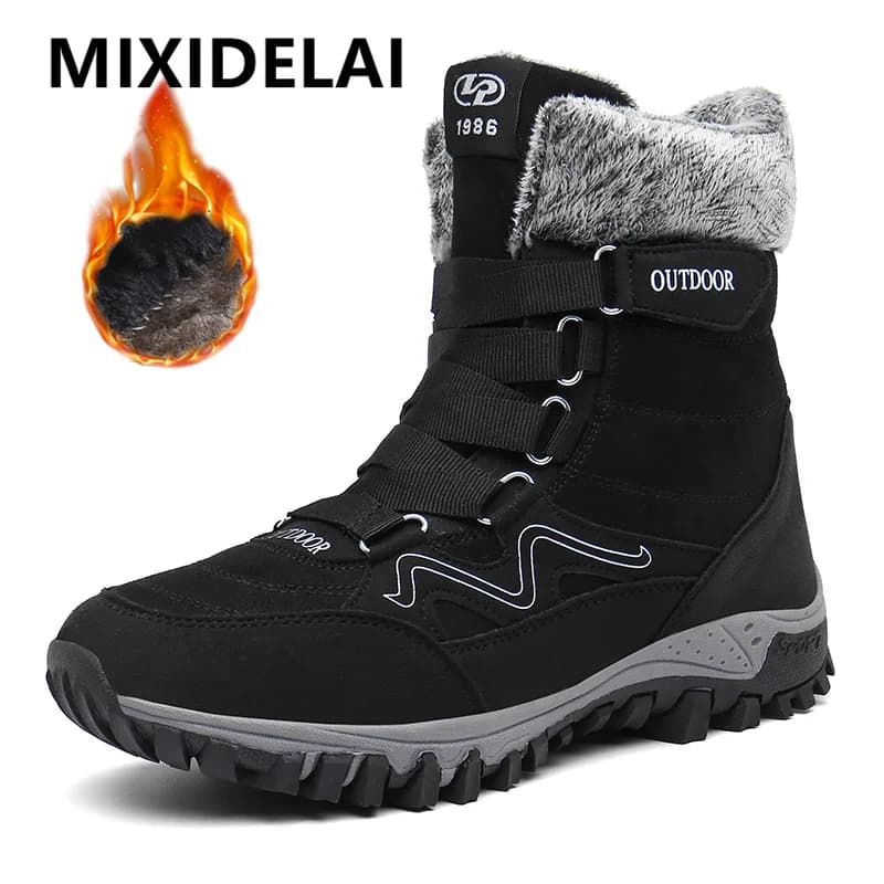 Nuovi stivali da neve da uomo invernali Stivaletti da uomo caldi in pelliccia di peluche Stivali da uomo impermeabili taglie forti Stivali da trekking antiscivolo per esterni Scarpe da lavoro