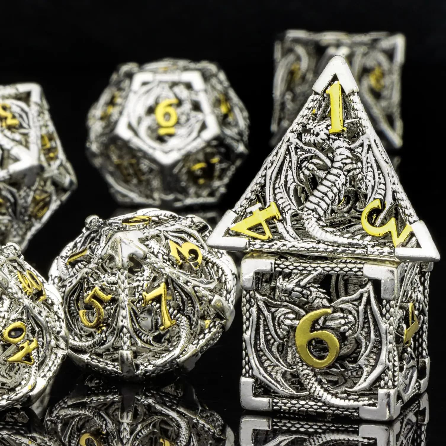 Set DnD in metallo cavo Dragon Dice - Dadi poliedrici per regali DND di Dungeons And Dragons, regali di Halloween