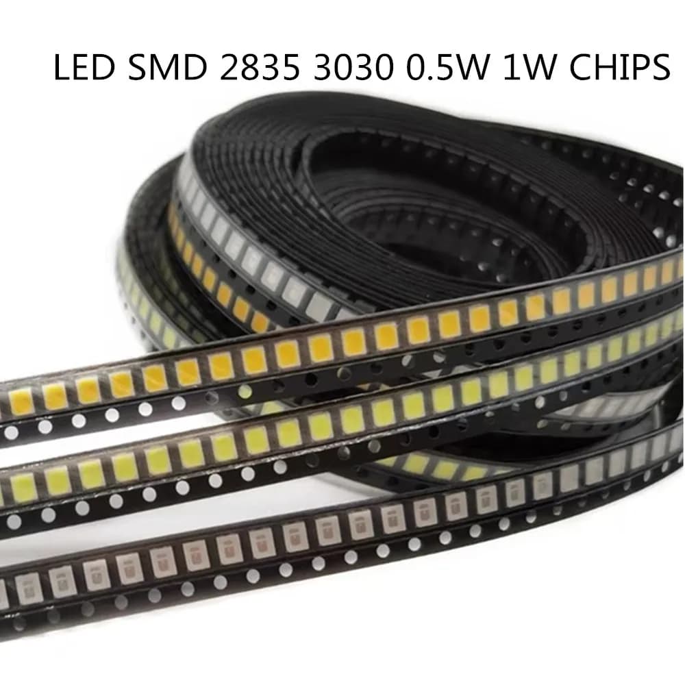 500PCS SMD LED 2835 5730 Chip 0.5W 1W 3V 6V 9V 18V 30V Perline Bianco chiaro 4000K 120LM Montaggio superficiale PCB Lampada a diodi emettitori di luce
