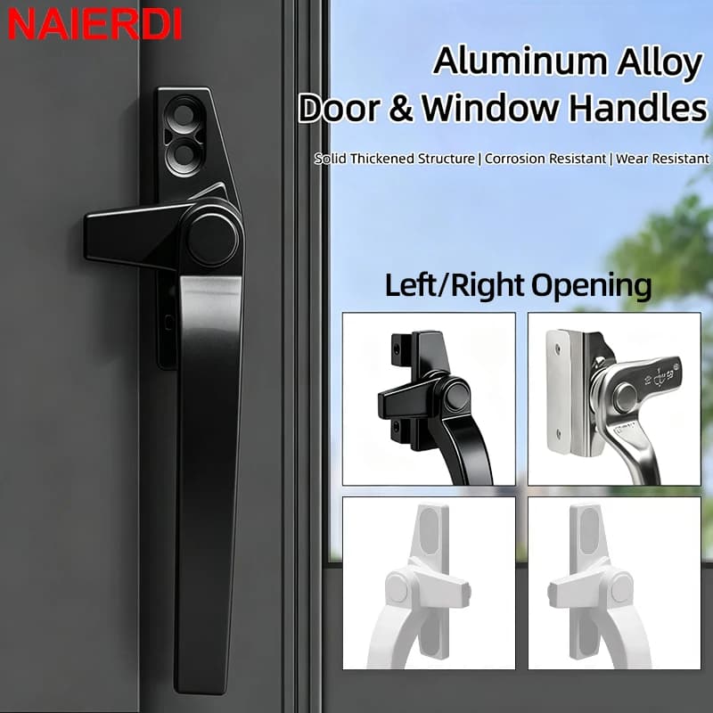 NAIERDI Glass Window Handle Lockable Aluminum Alloy Casement Window Lock Security Door Window Knob Anti-theft Latch Lock