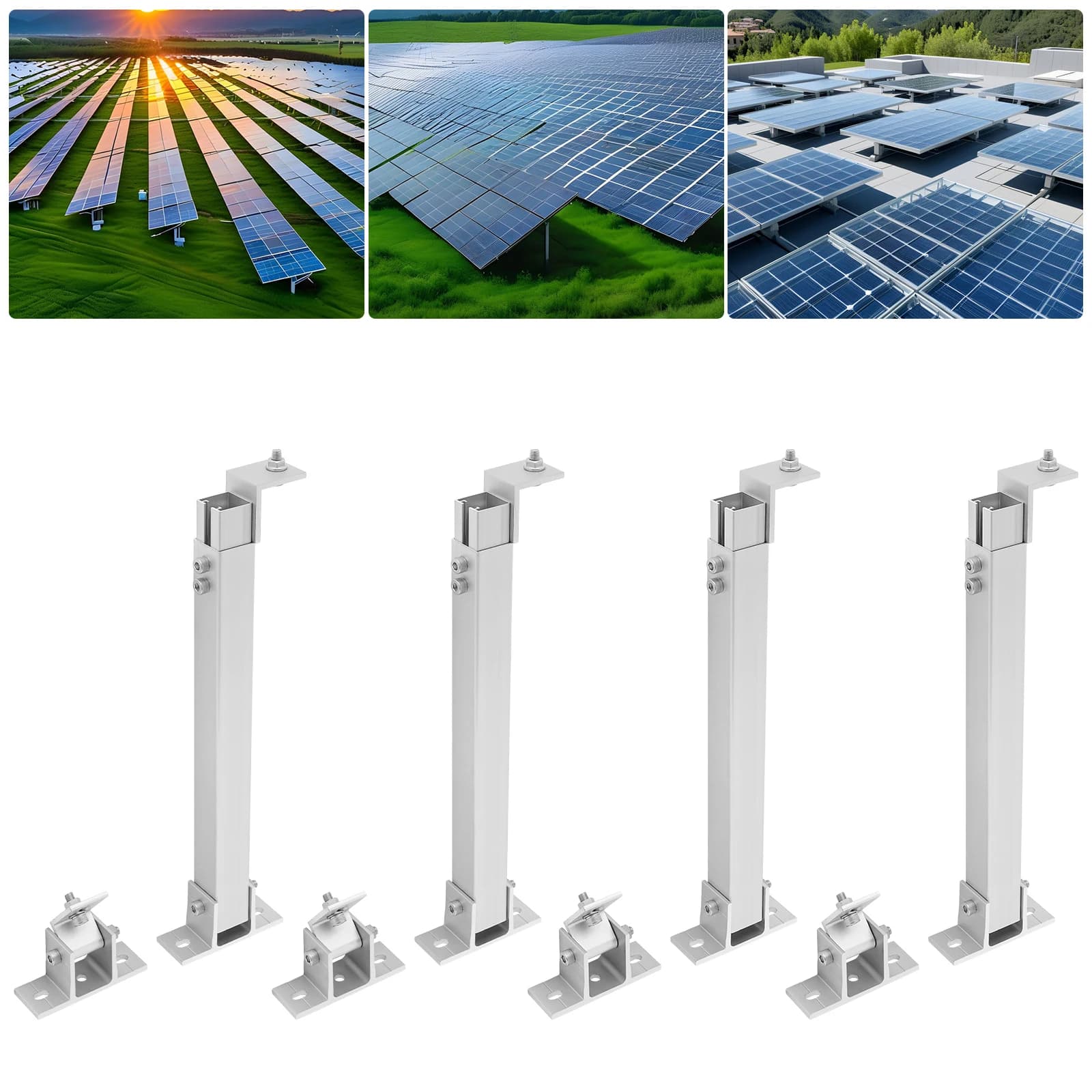 Staffa di Montaggio ad Alte Prestazioni per Pannelli Solari, Carico 100-136 kg (220,46 libbre) 15-30 ° Supporti Inclinabili per Camper, Balconi, Tetti, Pareti - 2 Paia