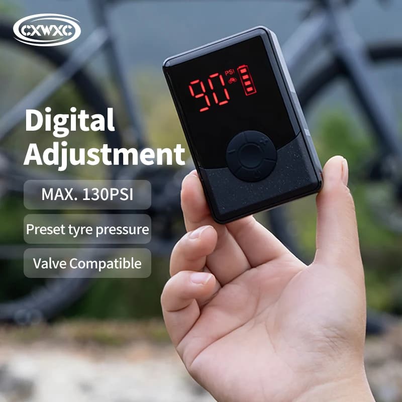 CXWXC 130 PSI Pompa di aria elettrica portatile per bici tascabile con pressione digitale MINI Gonfiatore per pneumatici con compressore ricaricabile veloce