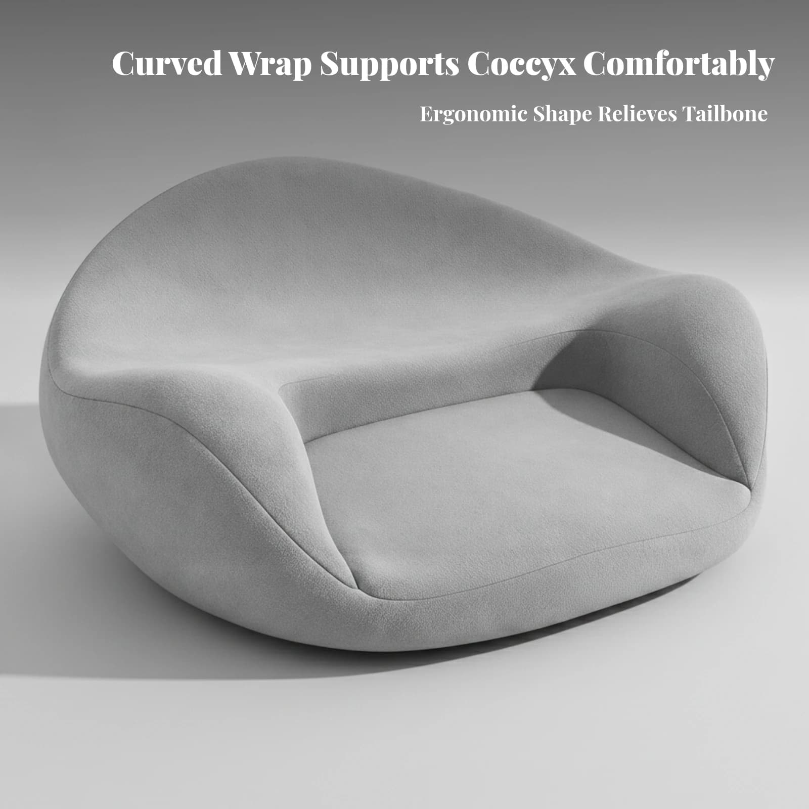 Light Gray Contoured Meditation Cushion Curved Meditation Cushion for Kneeling