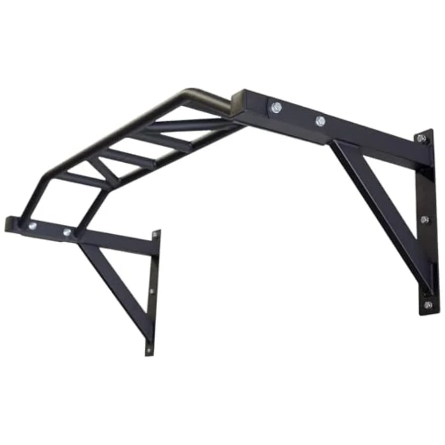 Fitness heavy duty pull-up bar for home gym and garage strength workouts; bare steel straight or multi-grip wall mounted option