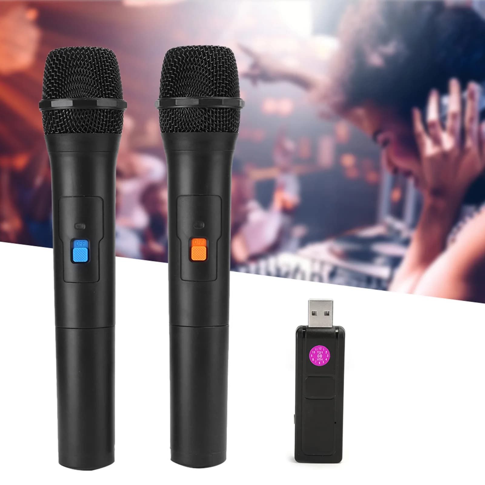 Microfono V16U Microfono wireless universale 2 in 1 VHF USB universale Ricevi microfono portatile Microfono wireless nero