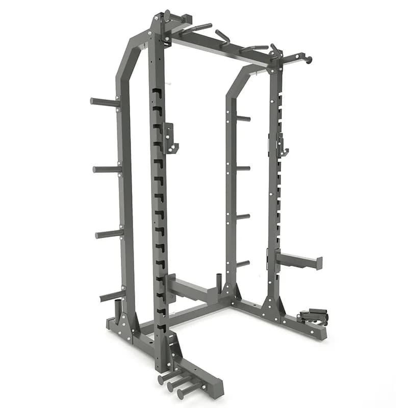 Multifunction squat grill with electric gym cage for commercial use with J hook and 1 weight plate storage rack