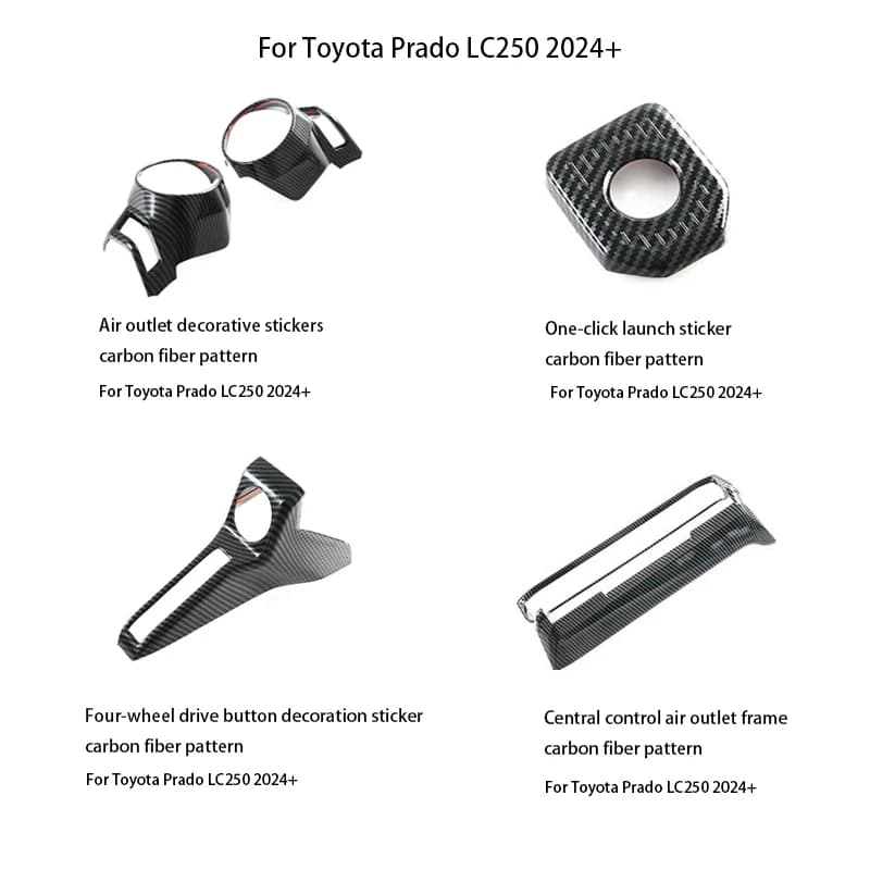Per Toyota Prado LC250 2024 Console centrale AC Vent Adesivi decorativi Pulsante di avvio Adesivo Accessori per la modifica degli interni