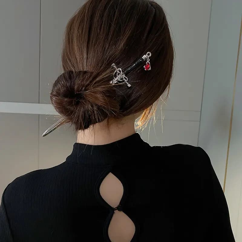 Copricapo con forcina per spada per donna ragazze stile cinese bastoncini per capelli Vintage acconciatura fai da te supporto per coda di cavallo accessori per capelli gioielli