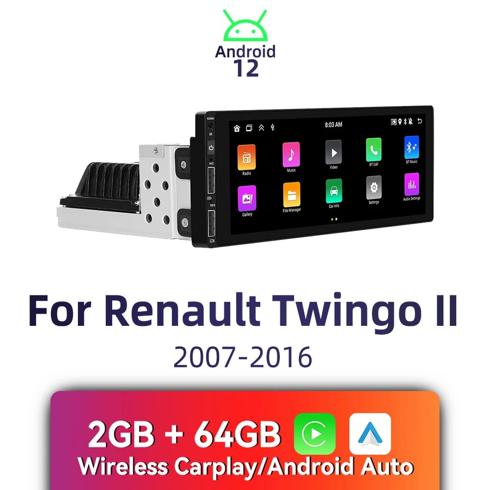 CarPlay Android Car Stereo 1 Din Unità principale per Renault Twingo II 2007-2016 Autoradio con navigazione BT Multimedia