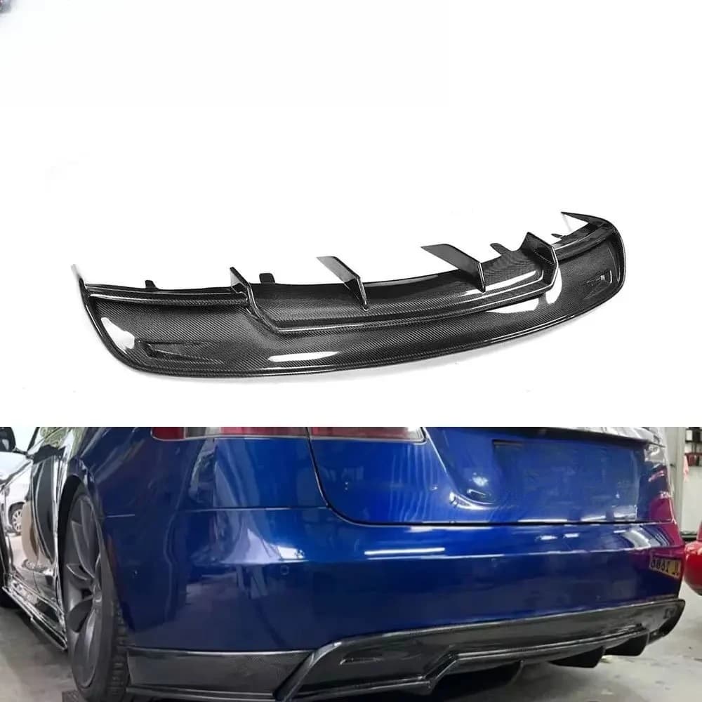 Diffusore paraurti posteriore in fibra di carbonio per kit carrozzeria Tesla Model S 2012-2016