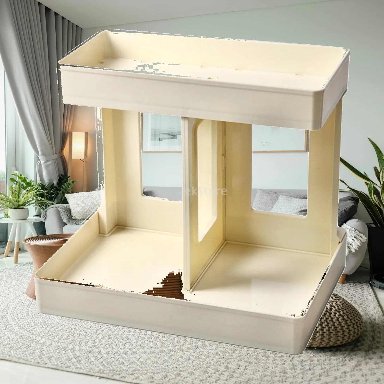 Double Layer Desktop Organizer Modern Stable Cosmetic Shelf Accessory Display Stand for Indoor Dorm Table Kitchen Living Room