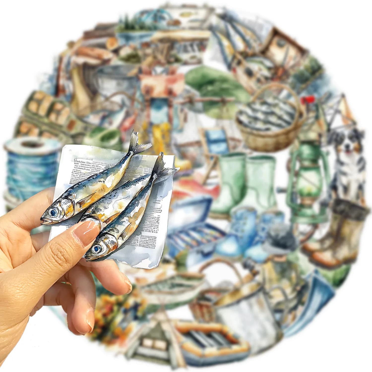 50 Pezzi Adesivi Trasparenti a Tema Cartoni Animati per Pesca all'Aperto, Impermeabili in PET, per Scrapbook, Chitarra, Quaderno, Frigorifero, Armadietto, Tazza, Telefono