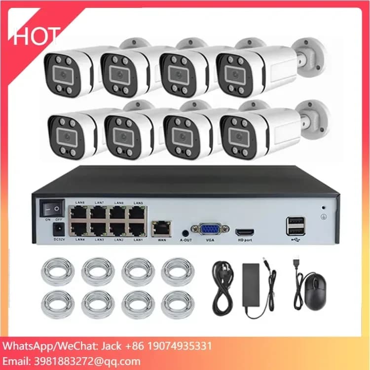 JIANVISION CCTV Security Camera System 8 MP 8 channel IP with audio recording and color night vision, outdoor waterproof
