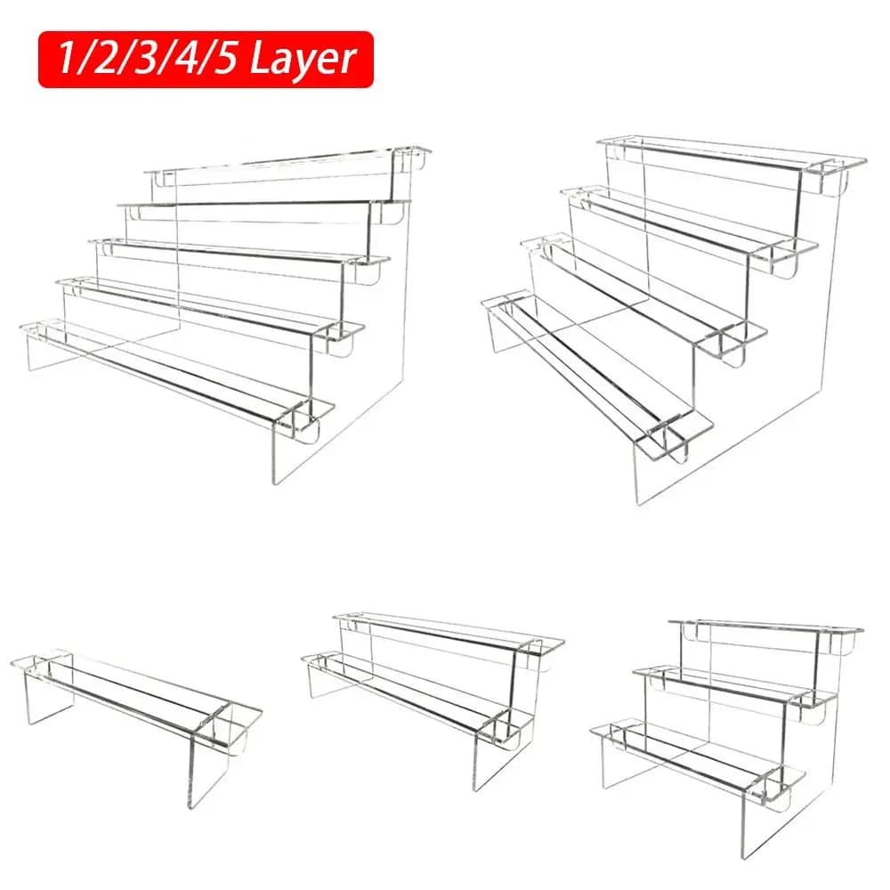 1Sets Acrylic Ladder Display Stand Durable Home Organizer Transparent Storage Rack Adjustable Computer Monitor Model Holder