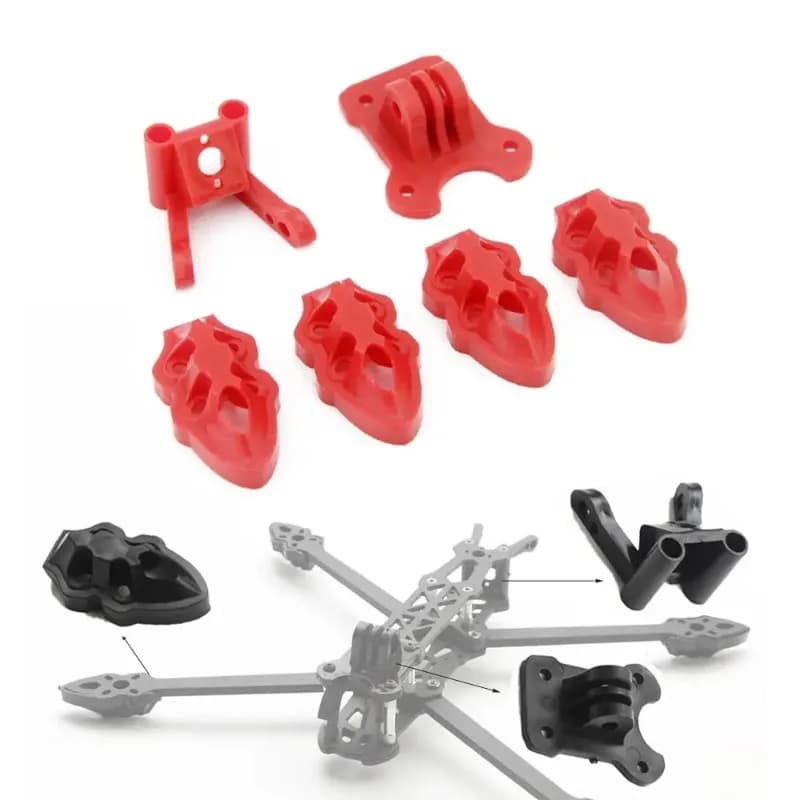 Parti di Montaggio Flessibili in TPU Stampate in 3D: Supporto per Fotocamera GoPro, Supporto per Antenna, Basi per Motori per Telai Drone FPV Mark4 HD da 5-9 Pollici