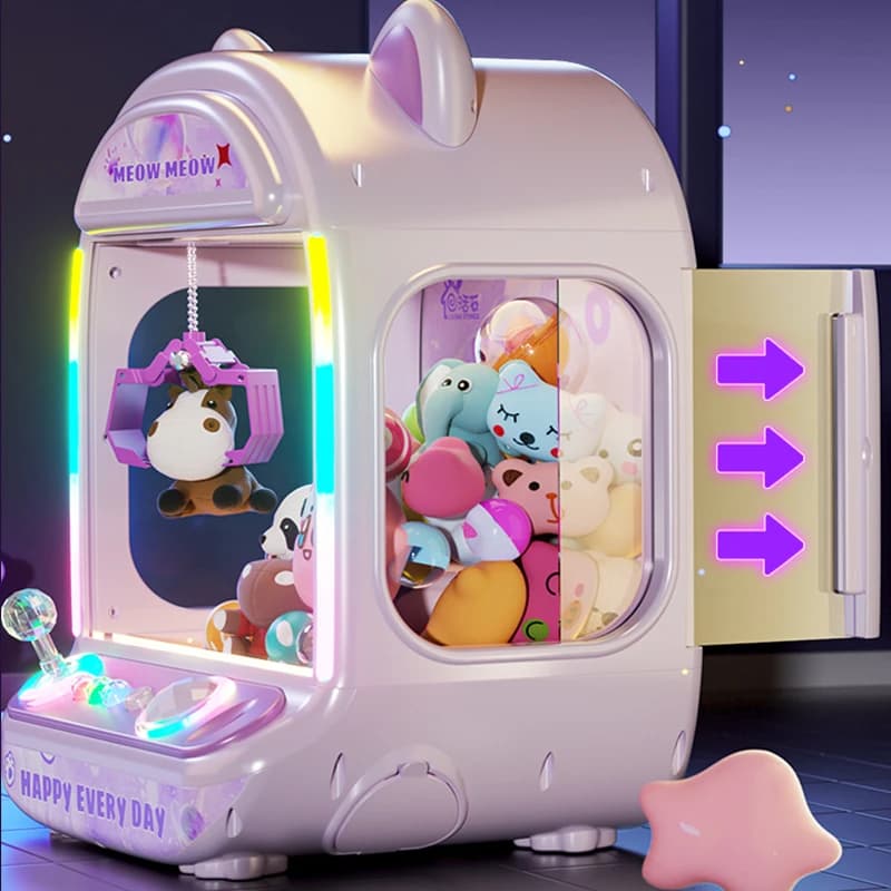 DIY Automatic Doll Machine Kids Coin Operated Play Game Mini Claw Catch Toys Crane Machines Music Doll for Christmas gifts