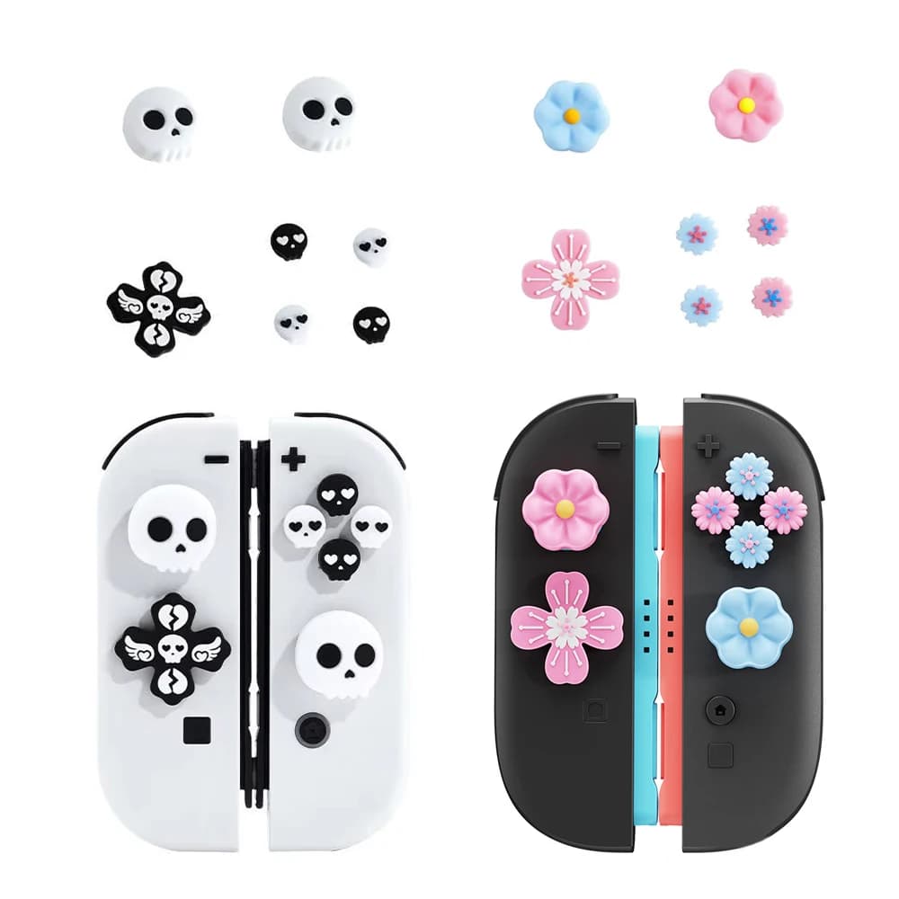 Custodia adesiva chiave ABXY con pulsante incrociato morbido in silicone Dpad per Switch 2/NS oled Joycon Controller Thumb Stick Grip Cap Joystick Cover