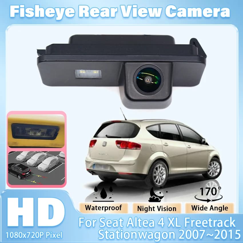 CCD HD 170 ° Fisheye Telecamera posteriore per Seat Altea 4 XL Freetrack Stationwagon 2007 ~ 2015 Accessori per parcheggio retromarcia per veicoli per auto