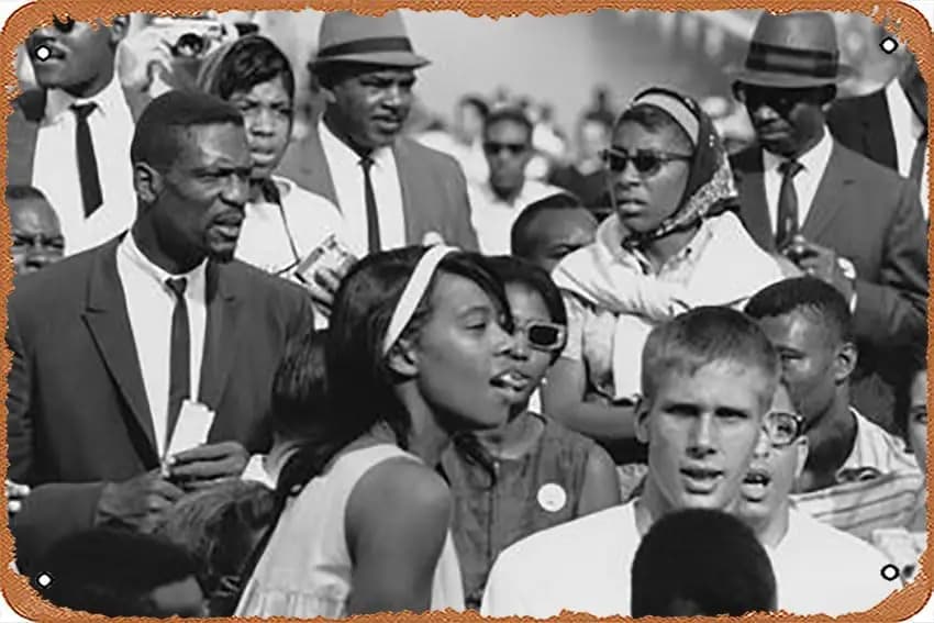 Metal plate - Basketball player, Bill Russell in March on Washington, August. 28, 1963 - Poster Metal Plate Cafe, Bar,
