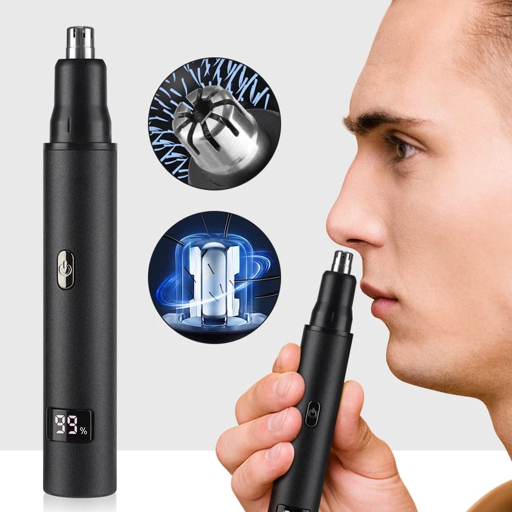 Electric haircut for nose and ears 3 in 1 for man LED display Pens painless eyebrow Barba haircut rechargeable USB ring