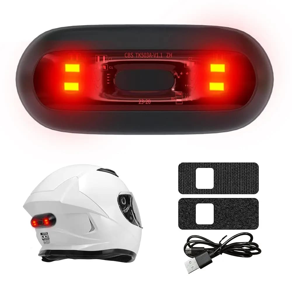 Luce posteriore a LED per casco da bici, luce posteriore a LED per casco da moto, luce di avvertimento di sicurezza per guida notturna, batteria ricaricabile e IPX6