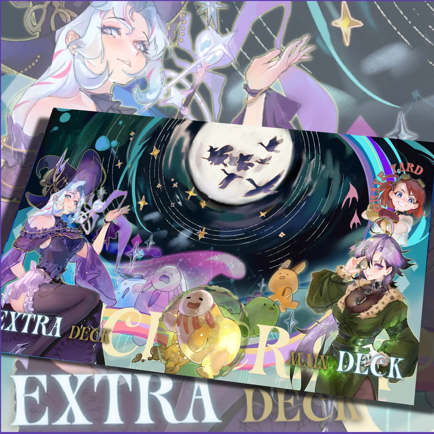 600X350X2Mm Diy Yu-Gi-Oh! Rilliona The Wondrous Magistus Witch Wardrobe Card Battle Mat Board Game Card Duel Plate Battle Mat