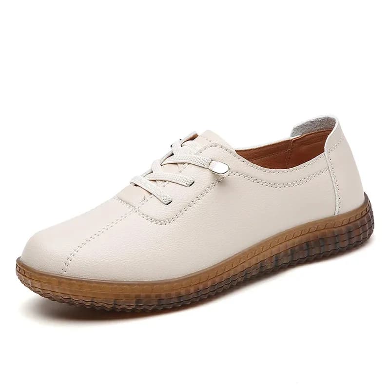 Scarpe da ginnastica casual in pelle al 100% Scarpe da ginnastica casual da passeggio da donna Scarpe basse con suola morbida Mocassini stringati traspiranti da donna