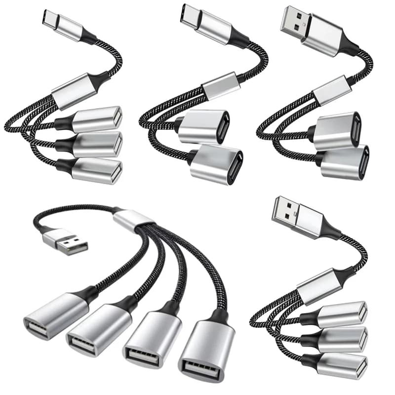 Cavo adattatore splitter multiporta da tipo C a USB 4 porte OTG ad alta velocità per accessori per computer PC Multiporta da 1 USB a 3 USB 2.0