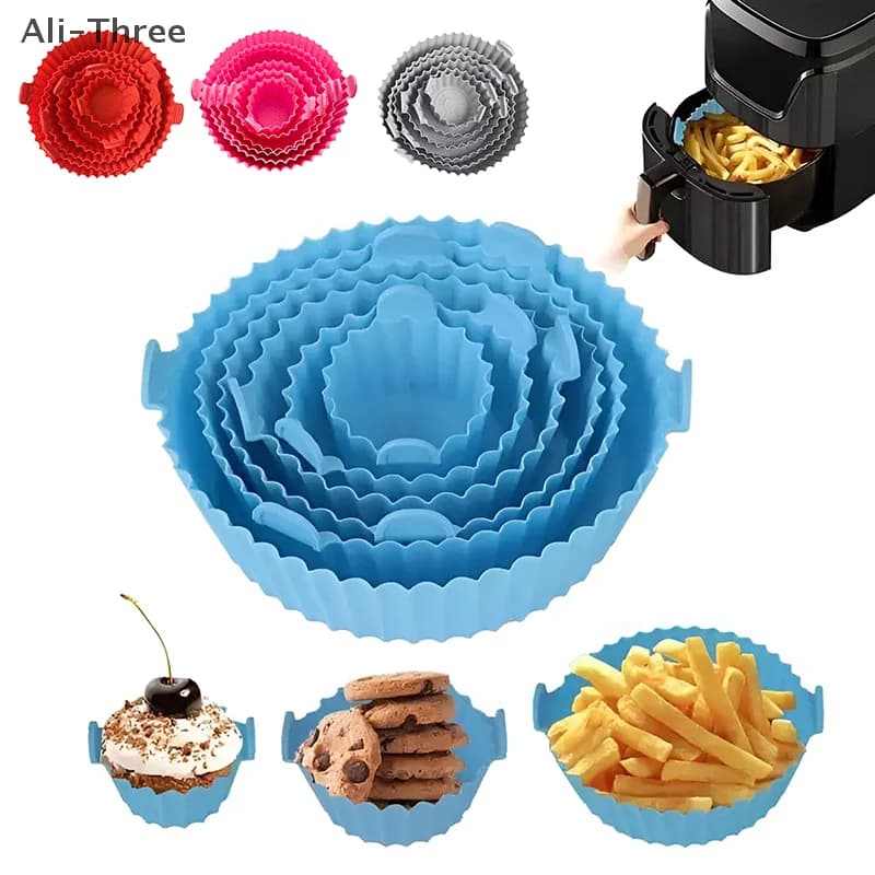 6 pezzi vassoio per friggitrice ad aria forno teglia da forno cestello fritto tappetino friggitrice ad aria pentola in silicone sostituzione padella per griglia teglia per pizza
