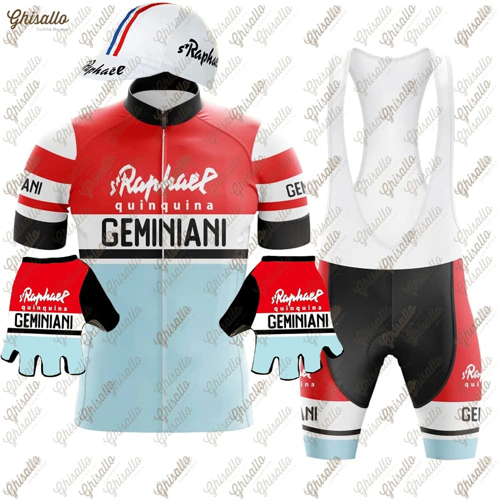 Red Retro Team Cycling Jersey Set for men, short sleeves, shorts with straps, bicycle clothing, MTB bike mesh, uniform, new