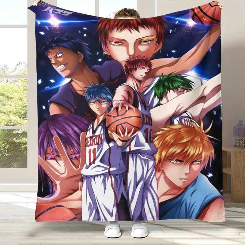 Cartoon Kuroko Basketball Anime Flannel Blanket,Ultra Soft Warm Plush Throw for Home Bedroom Bed Sofa Cover Office Camping gift