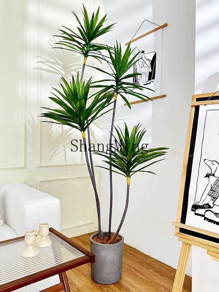 HJ Simulation Green Plant Large Floor Vase Plant Furnishing for Home Interior Floor Decoration Ornament Faux bonsai plant