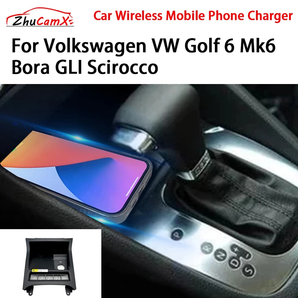 Caricabatterie wireless per telefono cellulare Console centrale di archiviazione QI 18W iPhone ricarica rapida per Volkswagen VW Golf 6 Mk6 Bora GLI Scirocco