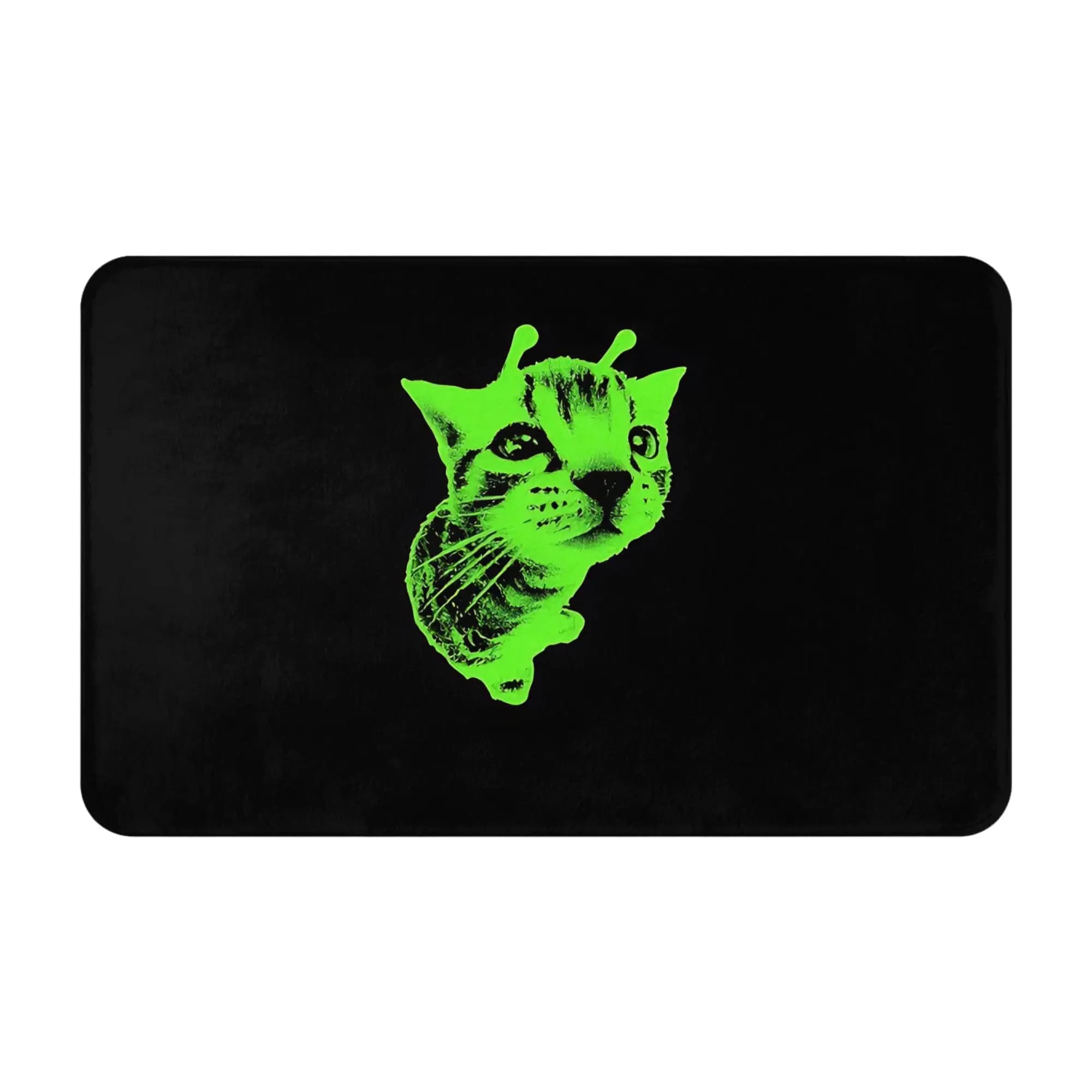 Glorp Funny Green Brainrot Meme Decorazioni Tappeto per camera da letto Tappetino Alien Cat Tappeto da cucina Tappeto per porta d'ingresso Decorazioni per la casa