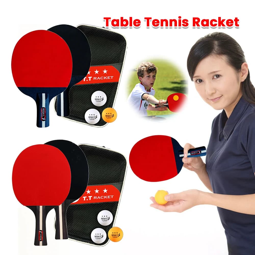 Set di Racchette da Ping Pong Professionali con 2 Racchette e 3 Palline, Set da Ping Pong per 2 Giocatori con Borsa per Tornei