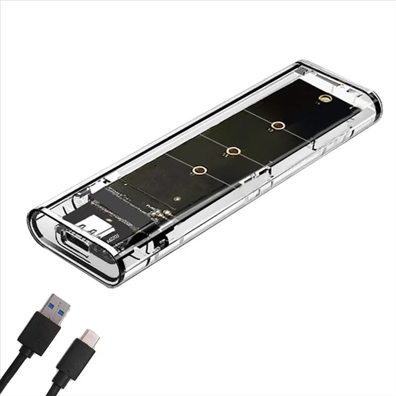 Case SSD M.2 NGFF SATA Dual Protocollo, USB Type-C 10Gbps, Box Esterno Trasparente per SSD M2 PCI-E - AU47