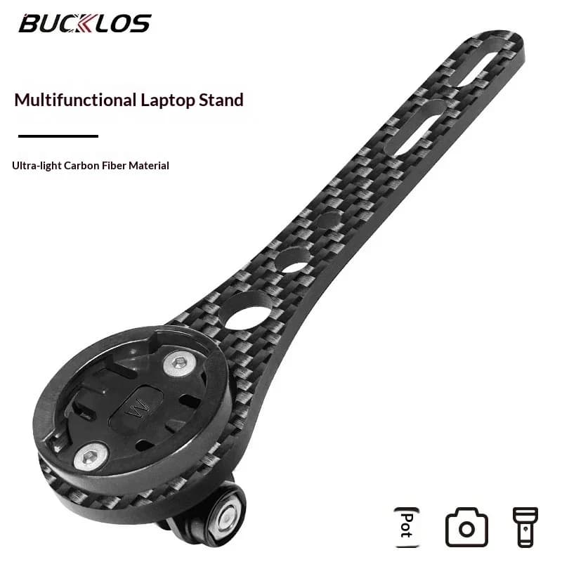 Supporto GPS per computer da bicicletta Bucklos in fibra di carbonio compatibile con Garmin Cycling con supporto per luce da bici per bici da strada e mountain bike