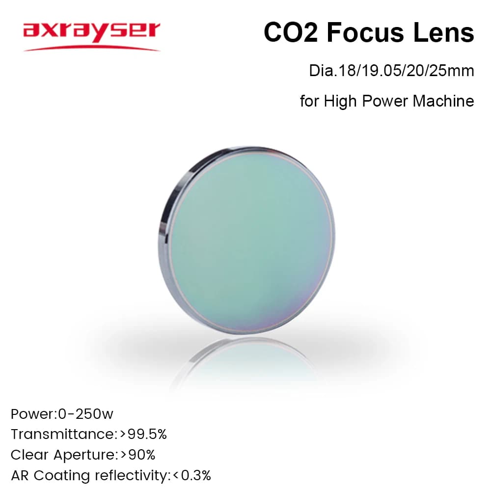 Axrayser Lente di messa a fuoco CO2 CVD/PVD/Pro Dia.18 19,05 20mm FL38.1 50,8 63,5mm Lente ad alta potenza per macchina da taglio per incisione laser CO2