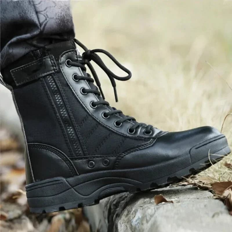 Stivaletti con plateau unisex neri alti da deserto, comodi stivali da lavoro da uomo resistenti all'usura, nuovi escursioni da uomo all'aperto