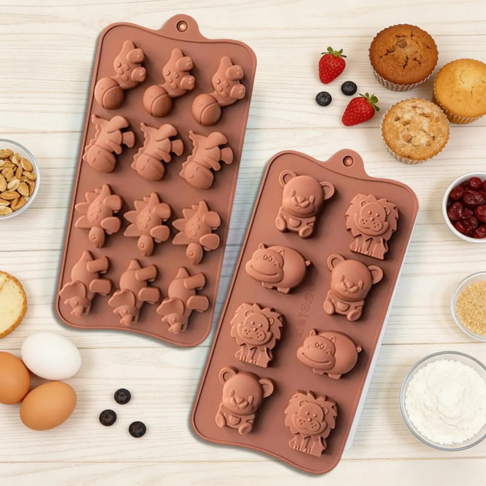 Stampo per Cioccolato 6 Pezzi Antiaderente Facile da Sformare, Stampi per Caramelle Gommose, Gelatine, Pasticcini, Ghiaccio, Sapone, Snack, Gommose, Cupcake