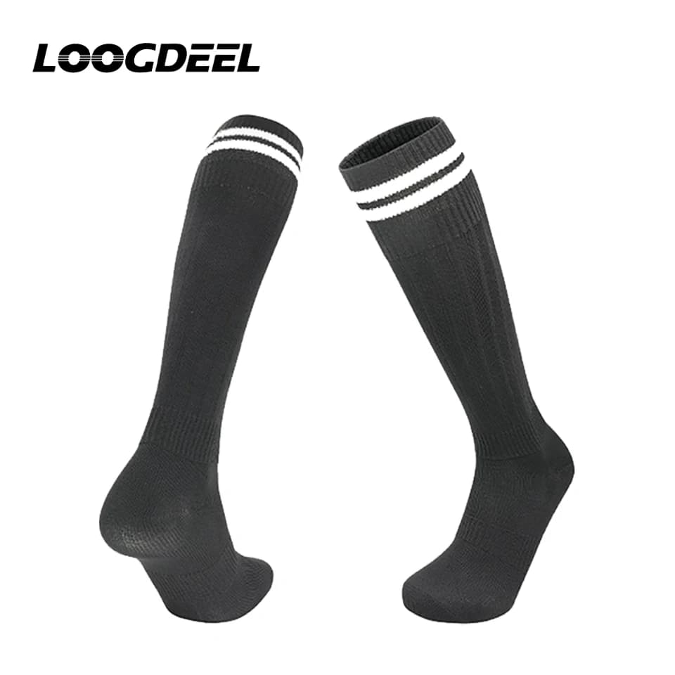 LOOGDEEL 1 paio di calzini professionali da corsa lunghi fino al polpaccio, calzini da calcio, calzini sportivi elastici a compressione sopra il ginocchio per saltare con la corda