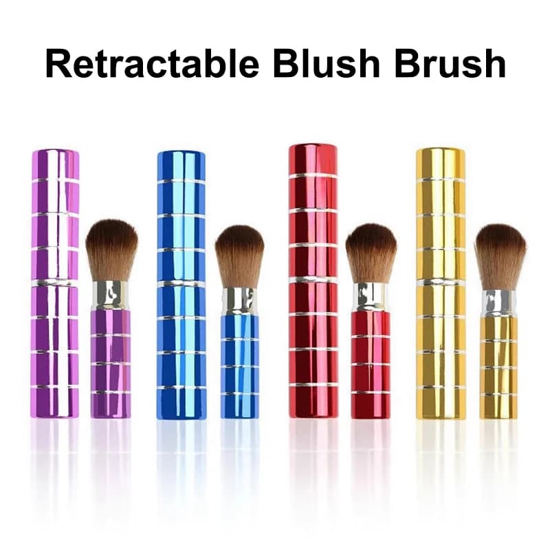 1 pz pennello retrattile pennello per trucco fard in polvere pennello per cipria mini capelli in nylon morbido portatile multifunzione con manico in metallo