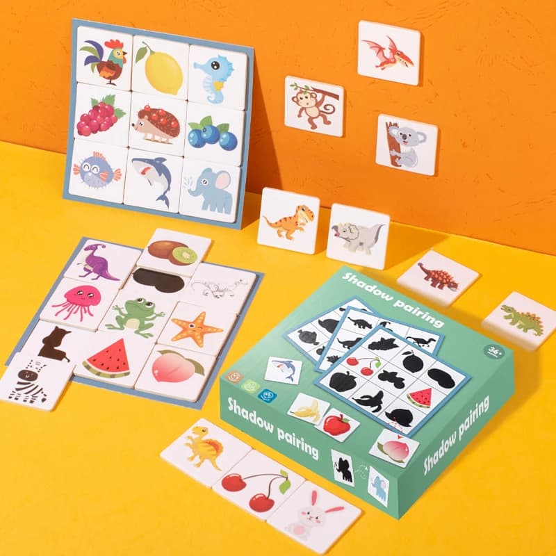 Montessori in legno trova giocattoli a forma di animale frutta ombra abbinamento forma puzzle pensiero logico gioco giocattoli educativi per bambini